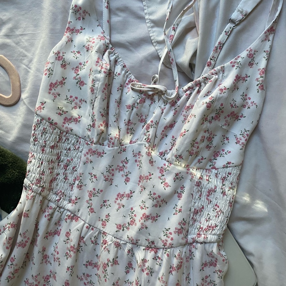 Floral Print Dress with Pink Accents